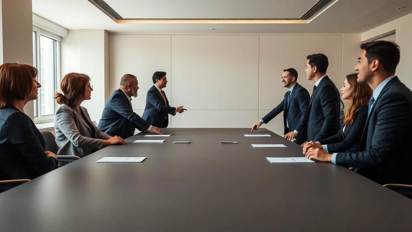 Executivos chineses e brasileiros reunidos em ambiente corporativo